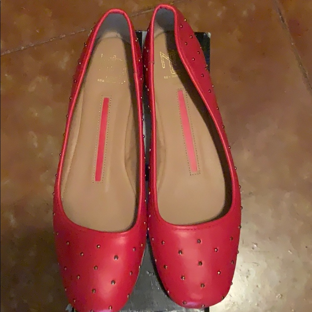 Red Flats with Gold Studs